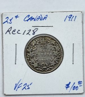 1911 Canada 25 Cents, Grader Our Grade, Grade VF 25, SKU #RCC128