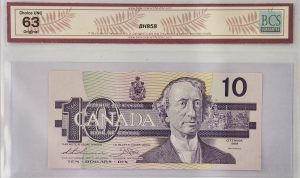 1989 Canada $10, S/N ADX4396085, Thiessen-Crow, BCS, CU63, BH858, SKU #CCP197