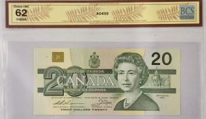 1991 Canada $20, S/N AIX1623882, Thiessen-Crow, BCS, CU62, AO459, SKU #CCP198