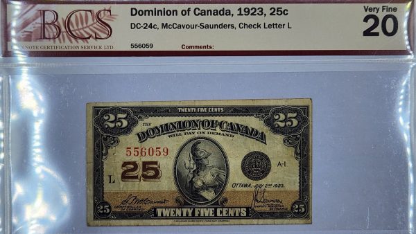 Canada 25 cents 1923 McCavour-Saunders - BCS VF20