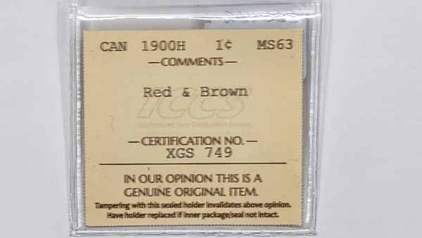 Canada 1 cent 1900H - ICCS MS63 RB - Image 5