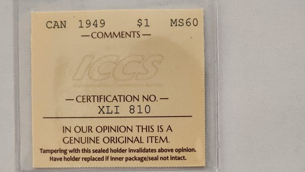 Canada $1 1949 - ICCS MS60 - Image 6