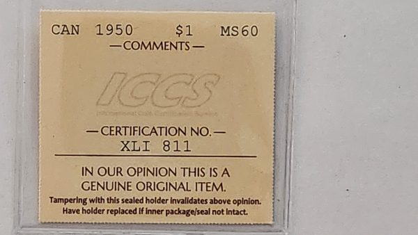 Canada $1 1950 FWL - ICCS MS60 - Image 6