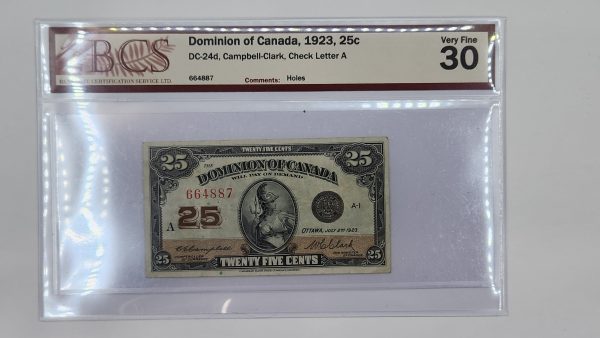 Dominion of Canada 25 cents 1923 Shinplaster - BCS VF30