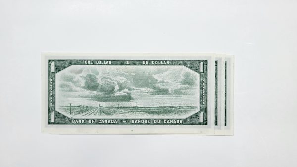 Canada $1 1954 Modified Beattie-Rasminsky *B/M Replacement (3 Consecutive) - UNC - Image 2