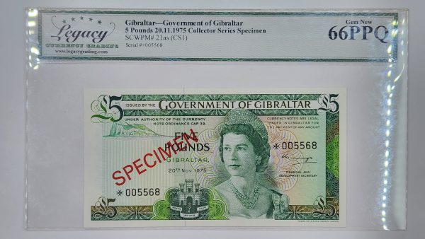 Gibraltar 1, 5, 10, 20 Pounds 1975 Specimen (4 banknotes set) - Legacy 66PPQ, 67PPQ - Image 4
