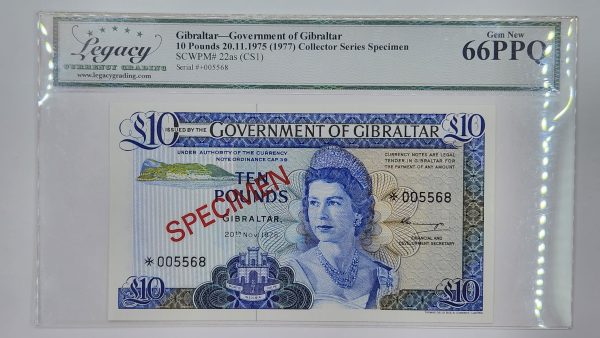 Gibraltar 1, 5, 10, 20 Pounds 1975 Specimen (4 banknotes set) - Legacy 66PPQ, 67PPQ - Image 6