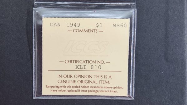 Canada $1 1949 - ICCS MS60 - Image 3