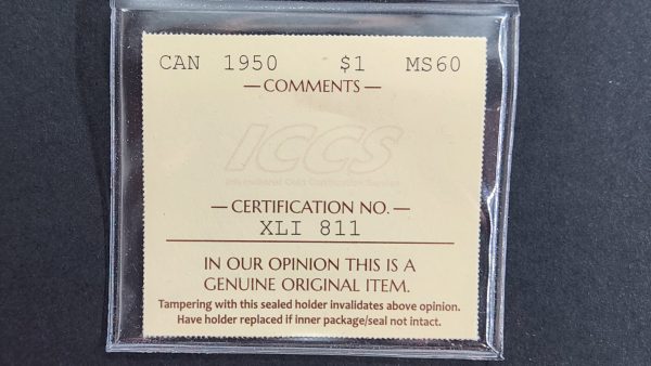 Canada $1 1950 FWL - ICCS MS60 - Image 3