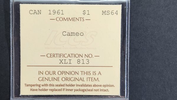 Canada $1 1961 - ICCS MS64 Cameo - Image 3