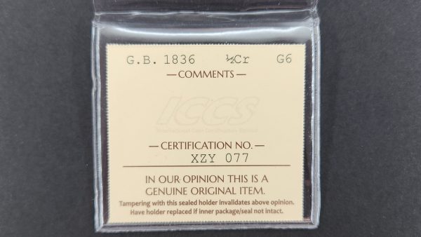 Great Britain ½ Crown 1836 - ICCS G6 - Image 3