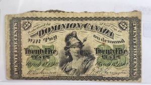 Canada 25 Cents 1870 Large B, 2 Errors: Cut out of Register + Severe Cutting Errors
