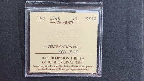 Canada $1 1946 - ICCS EF40 - Image 3