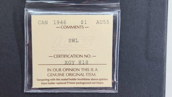 Canada $1 1946 SWL - ICCS AU55 - Image 3