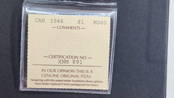 Canada $1 1946 - ICCS MS60 - Image 3