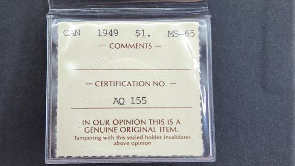 Canada $1 1949 - ICCS MS65 - Image 3
