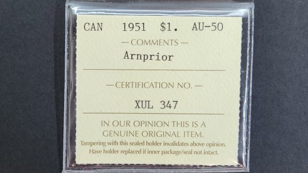Canada $1 1951 Arnprior - ICCS AU50 - Image 3