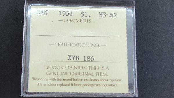 Canada $1 1951 - ICCS MS62 - Image 3
