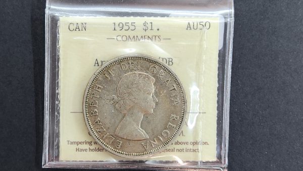 Canada $1 1955 Arnprior with Die Break - ICCS AU50