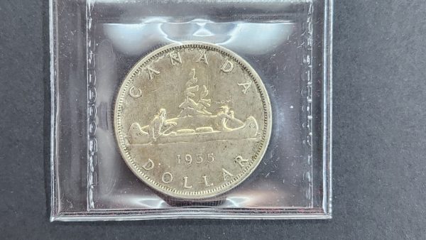 Canada $1 1955 Arnprior with Die Break - ICCS AU50 - Image 2