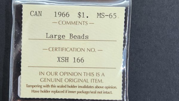 Canada $1 1966 Large Beads - ICCS MS65 - Image 3