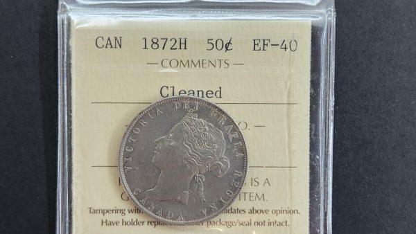Canada 50 Cents 1872H - ICCS EF40 Cleaned