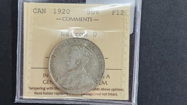 Canada 50 Cents 1920 Narrow 0 - ICCS F12