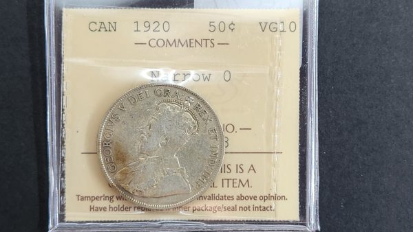 Canada 50 Cents 1920 Narrow 0 - ICCS VG10
