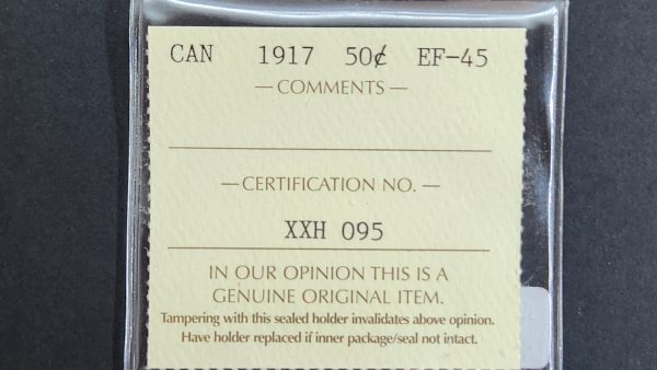 Canada 50 Cents 1917 - ICCS EF45 - Image 3