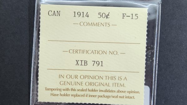 Canada 50 Cents 1914 - ICCS F15 - Image 3