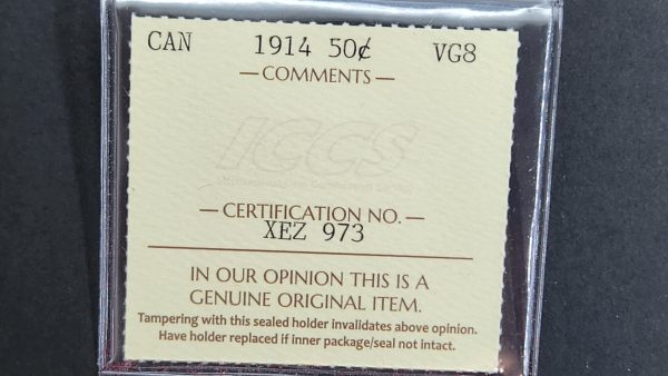 Canada 50 Cents 1914 - ICCS VG8 - Image 3