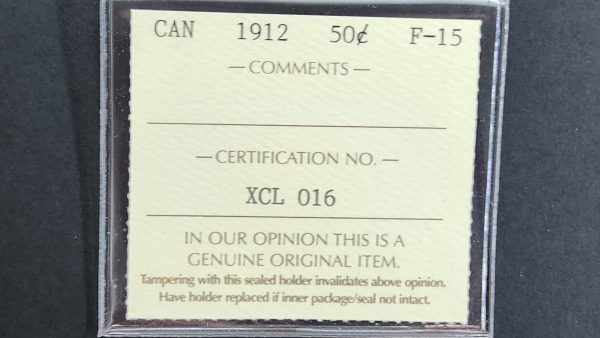 Canada 50 Cents 1912 - ICCS F15 - Image 3