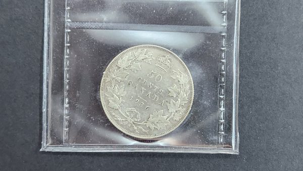 Canada 50 Cents 1936 - ICCS VF30 Cleaned - Image 2