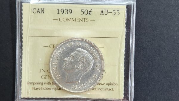 Canada 50 Cents 1939 - ICCS AU55