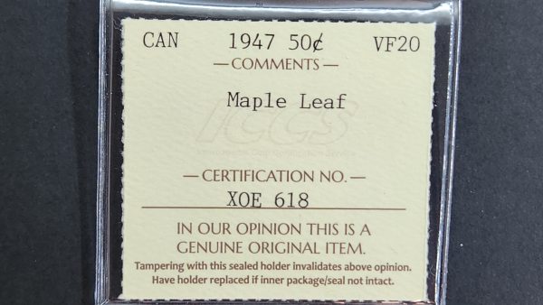 Canada 50 Cents 1947 ML S7 - ICCS VF20 - Image 3