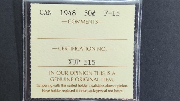 Canada 50 Cents 1948 - ICCS F15 - Image 3