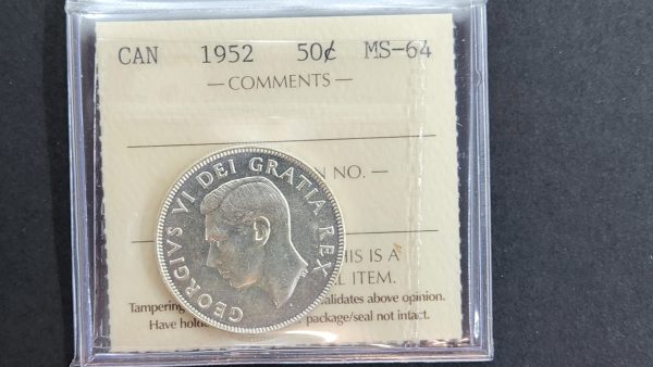 Canada 50 Cents 1952 - ICCS MS64
