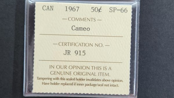 Canada 50 Cents 1967 - ICCS SP66 Cameo - Image 3