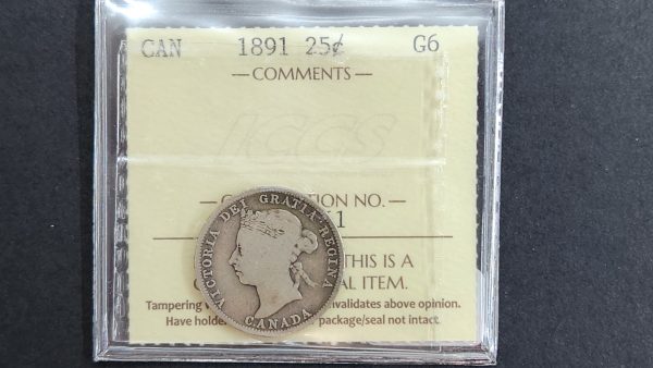 Canada 25 Cents 1891 - ICCS G6