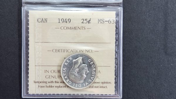 Canada 25 Cents 1949 - ICCS MS63