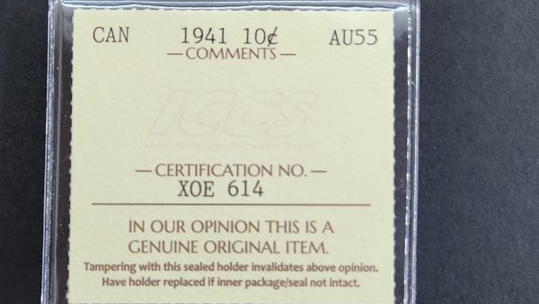 Canada 10 Cents 1941 - ICCS AU55 - Image 3