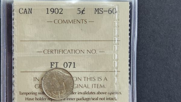 Canada 5 Cents 1902 - ICCS MS60