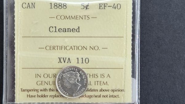 Canada 5 Cents 1888 - ICCS EF40 Cleaned