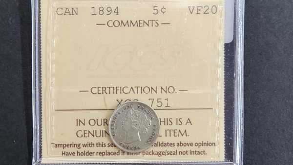 Canada 5 Cents 1894 - ICCS VF20