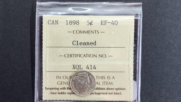 Canada 5 Cents 1898 - ICCS EF40 Cleaned