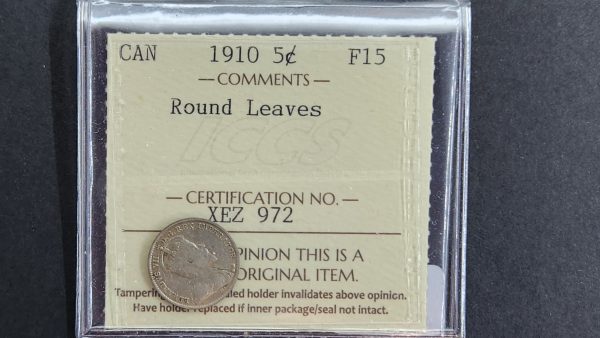 Canada 5 Cents 1910 Round Leaves - ICCS F15