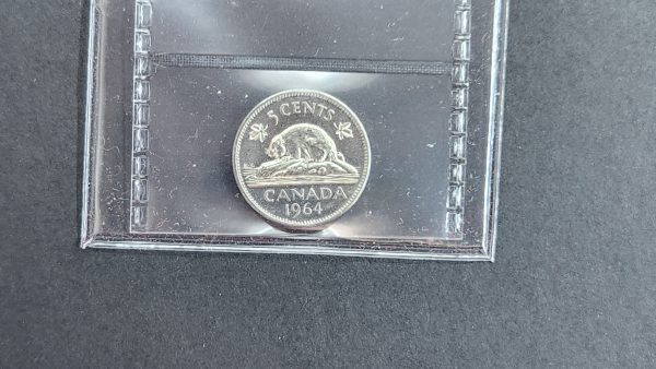 Canada 5 Cents 1964 Extra Water Line - ICCS MS63 - Image 2