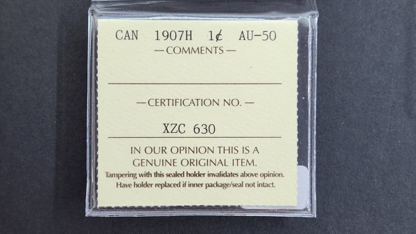 Canada 1 Cent 1907H - ICCS AU50 - Image 3