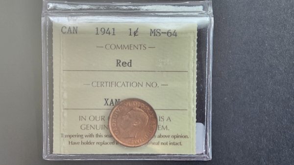 Canada 1 Cent 1941 - ICCS MS64 Red