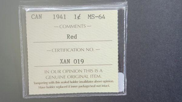 Canada 1 Cent 1941 - ICCS MS64 Red - Image 3